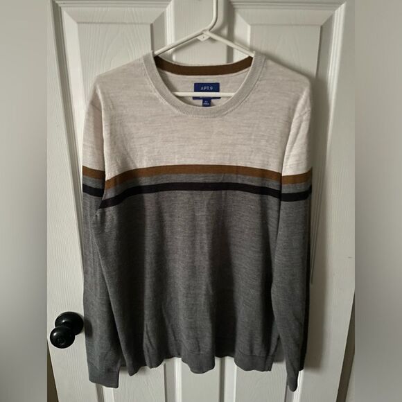 Men's Apt. 9 Merino Wool Blend Colorblock Pattern Crewneck Sweater Size XL - Picture 1 of 7